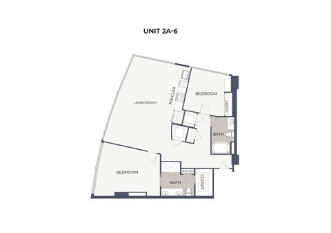 Floor plan for 2 beds, 2 baths, 1257 sqft