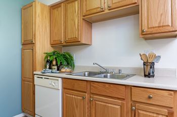 Kitchen with wooden cabinets