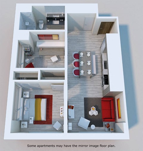 Floor plan for 2 beds, 1 bath, 685 sqft