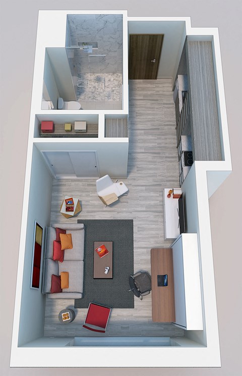 Floor plan for studio, 1 bath, 339 sqft
