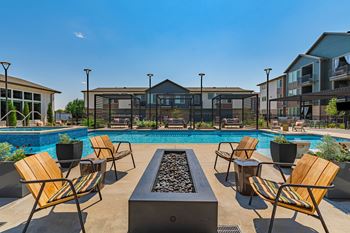 Poolside fire pit
