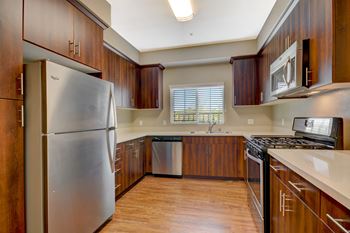 Kitchen with stainless steel appliances