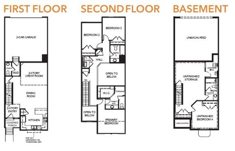 Floor plan for 3 beds, 2.5 baths, 1705 sqft