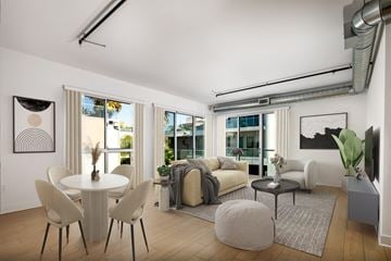Los Angeles apartment for rent - a living room with a couch and a table