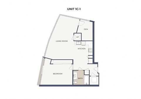 Floor plan for 1 bed, 1 bath, 1081 sqft