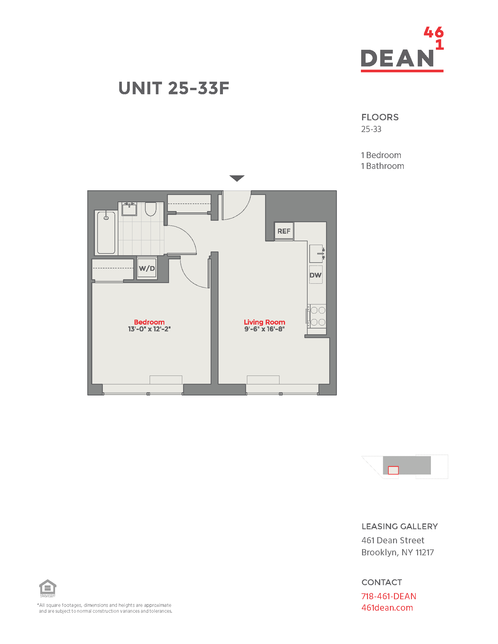 Floor plan for 1 bed, 1 bath, 567 sqft