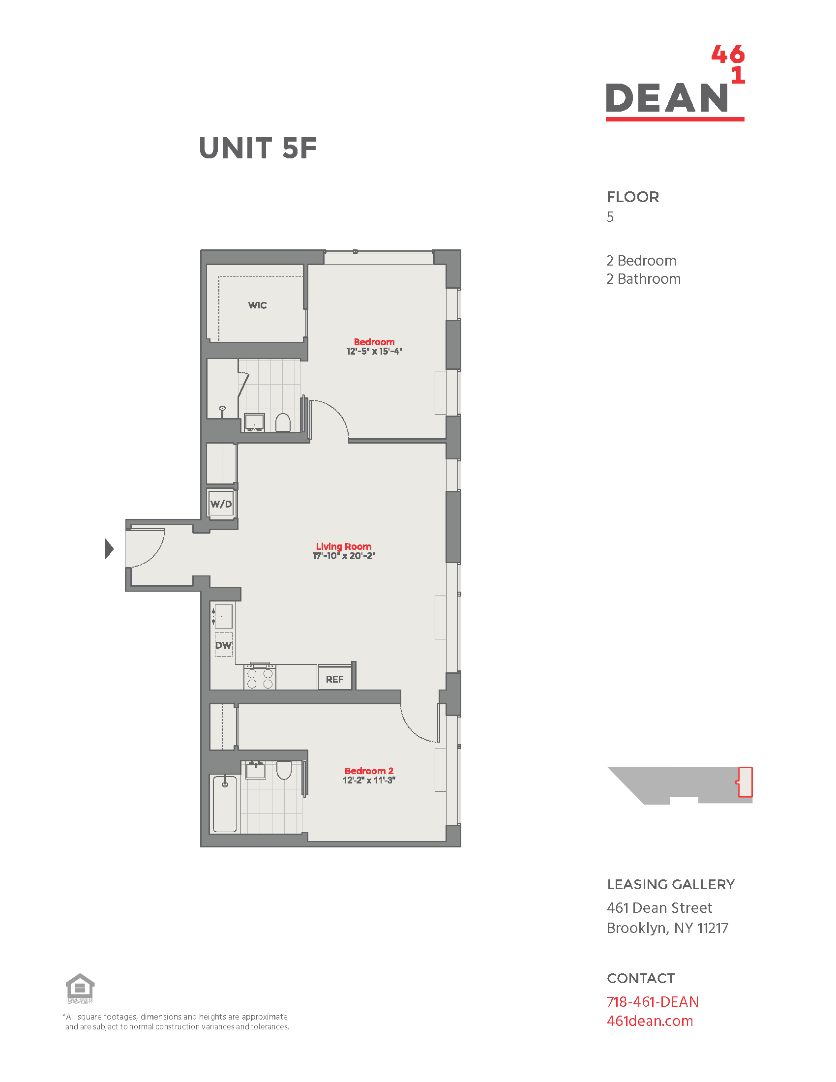 Floor plan for 2 beds, 2 baths, 1062 sqft
