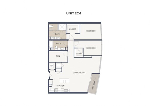 Floor plan for 2 beds, 2 baths, 1701 sqft