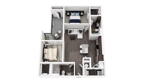 Floor plan for 2 beds, 2 baths, 1016 sqft