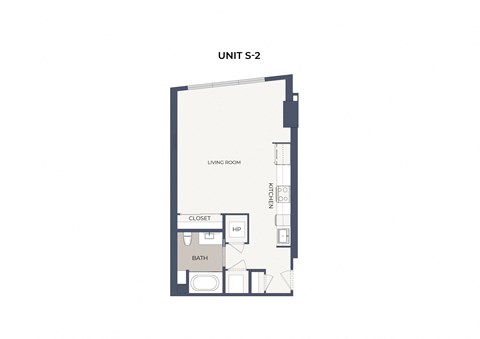 Floor plan for studio, 1 bath, 588 sqft
