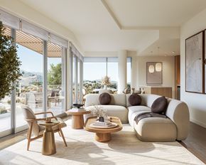 San Marcos apartment for rent - A modern living room with a view of the outdoors.