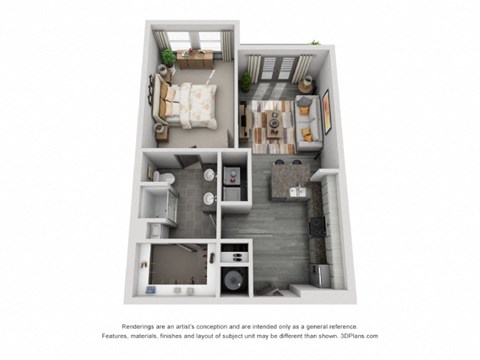 Floor plan for 1 bed, 1 bath, 710 sqft