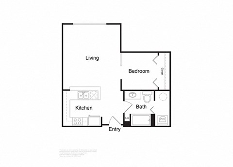 Floor plan for studio, 1 bath, 569 sqft