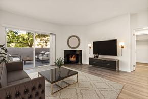 Los Angeles apartment for rent - Modern living room with a fireplace and a flat screen TV at Cahuenga Heights, Los Angeles