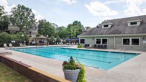 Chapel Hill apartment for rent - the swimming pool with a building in the background