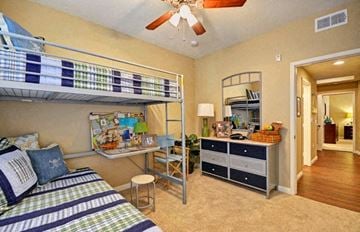 San Diego apartment for rent - A bedroom with a bunk bed and a dresser.