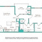 Floor plan for 1 bed, 1 bath, 641 sqft