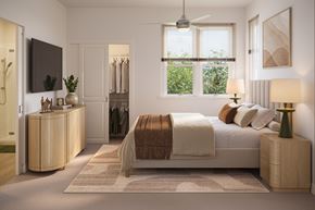 Vallejo apartment for rent - A bedroom with a large bed and a television on the wall.