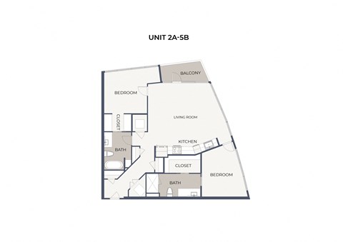 Floor plan for 2 beds, 2 baths, 1227 sqft
