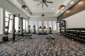 Gym with variety of equipment 