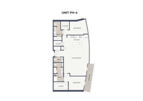 Floor plan for 2 beds, 2 baths, 1836 sqft
