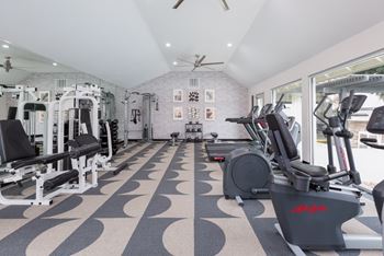 Newly upgraded fitness center with free weights, cardio, stretching and yoga equipment