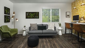Clubhouse with social seating, large flat screen tv, business center & coffee bar