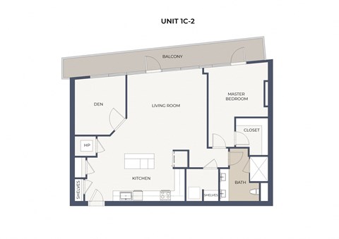 Floor plan for 1 bed, 1 bath, 1058 sqft