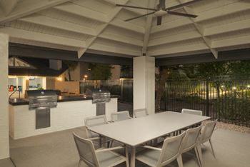 Charcoal barbecues throughout the community