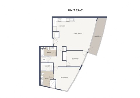 Floor plan for 2 beds, 2 baths, 1298 sqft