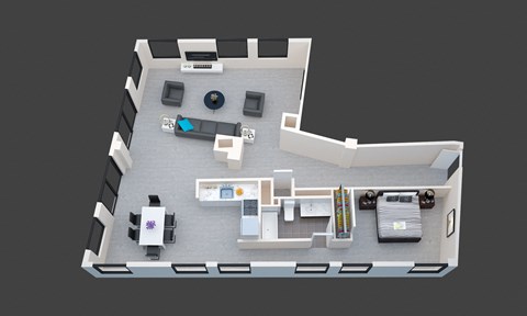 Floor plan for 1 bed, 1 bath, 1430 sqft