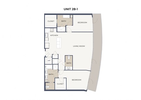 Floor plan for 2 beds, 2 baths, 1502 sqft
