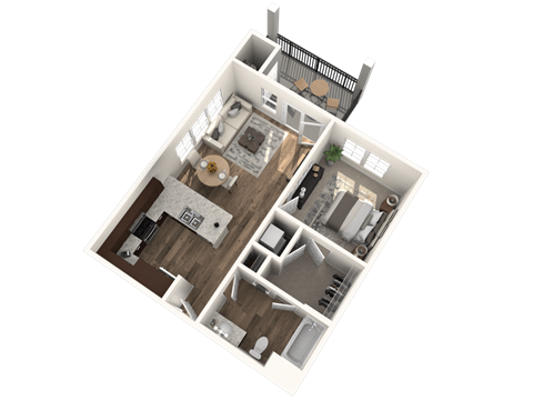 Floor plan for 1 bed, 1 bath, 680 sqft