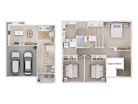 Floor plan for 3 beds, 2 baths, 1558 sqft