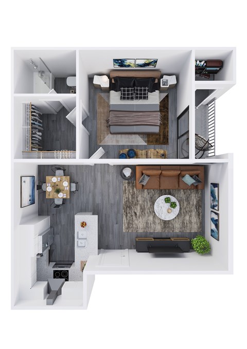 Floor plan for 1 bed, 1 bath, 660 sqft