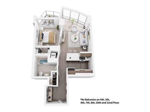 Floor plan for studio, 1 bath, 672 sqft
