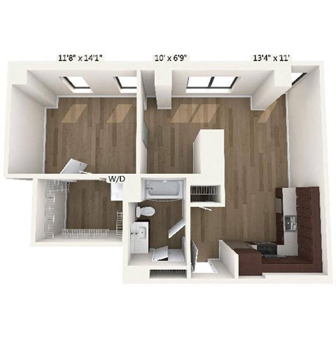 Floor plan for 1 bed, 1 bath, 793 sqft