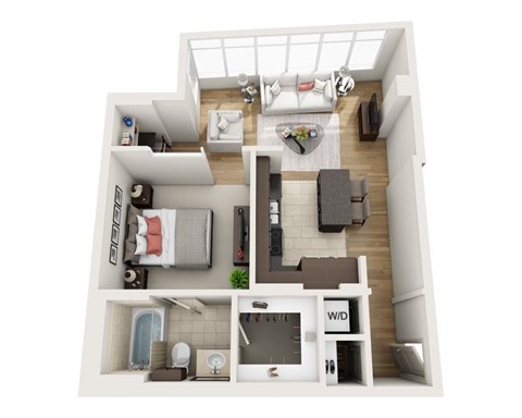 Floor plan for 1 bed, 1 bath, 846 sqft