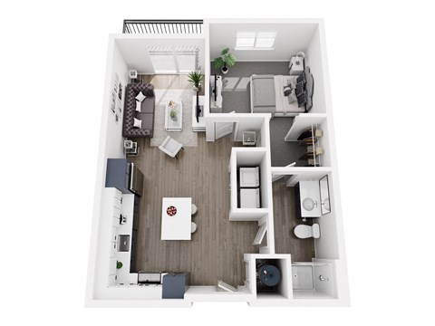 Floor plan for 1 bed, 1 bath, 699 sqft
