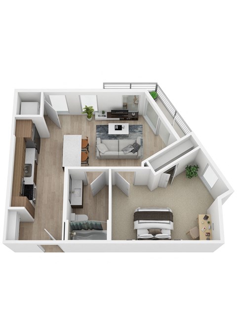 Floor plan for 1 bed, 1 bath, 572 sqft