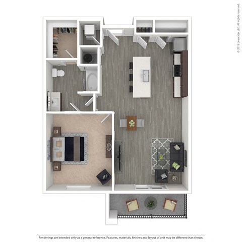 Floor plan for 1 bed, 1 bath, 900 sqft