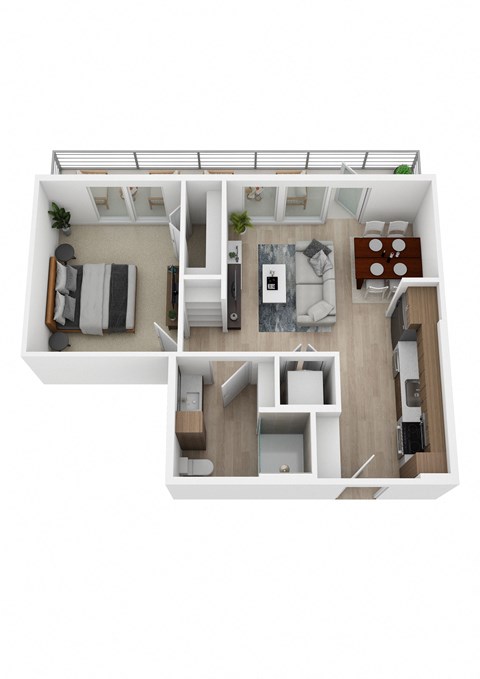 Floor plan for 1 bed, 1 bath, 553 sqft