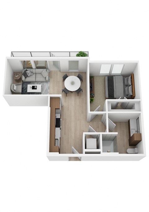 Floor plan for 1 bed, 1 bath, 575 sqft