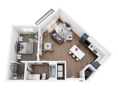 Floor plan for 1 bed, 1 bath, 816 sqft