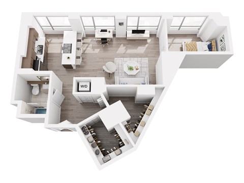 Floor plan for studio, 1 bath, 878 sqft