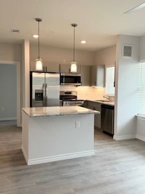 Porter apartment for rent - A kitchen with a granite countertop and stainless steel appliances.