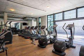 San Francisco apartment for rent - A gym with treadmills, elliptical machines, and other exercise equipment.