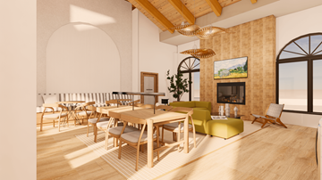 Chandler apartment for rent - a rendering of a living room with a table and chairs