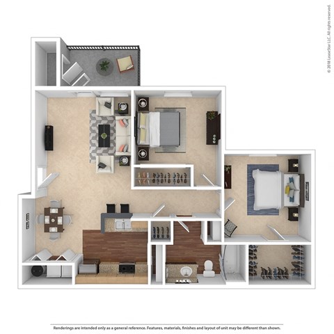 Floor plan for 2 beds, 1 bath, 810 sqft