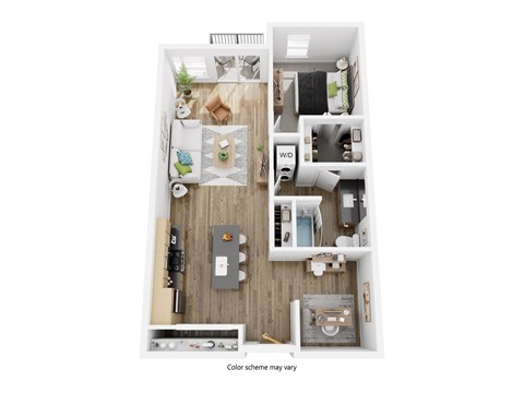 Floor plan for 1 bed, 1 bath, 832 sqft